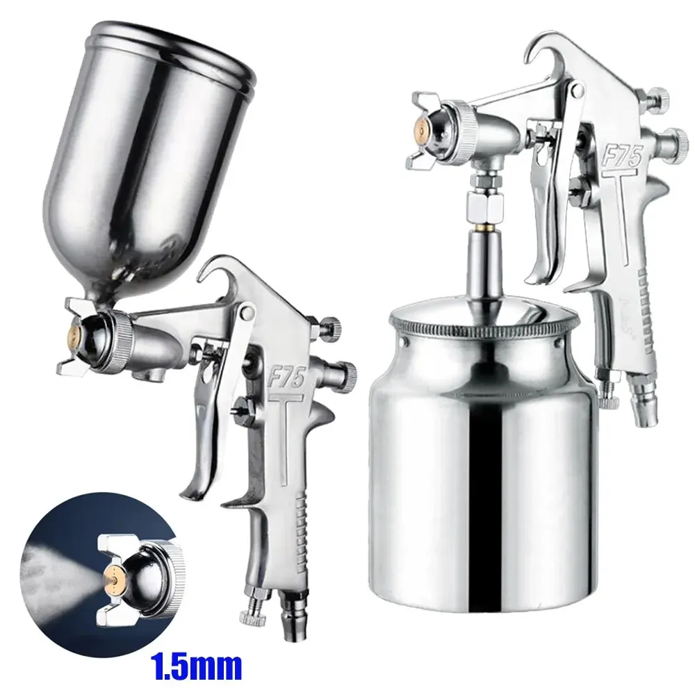 F-75-Spray-Gun-1-5mm-Nozzle-with-Cup-Silver-Handle-Adjustable-Color-Spray-Gun-for